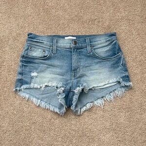 Pistola Mid Rise Lightly Distressed Frayed Hem Blue Denim Shorts Size 26
